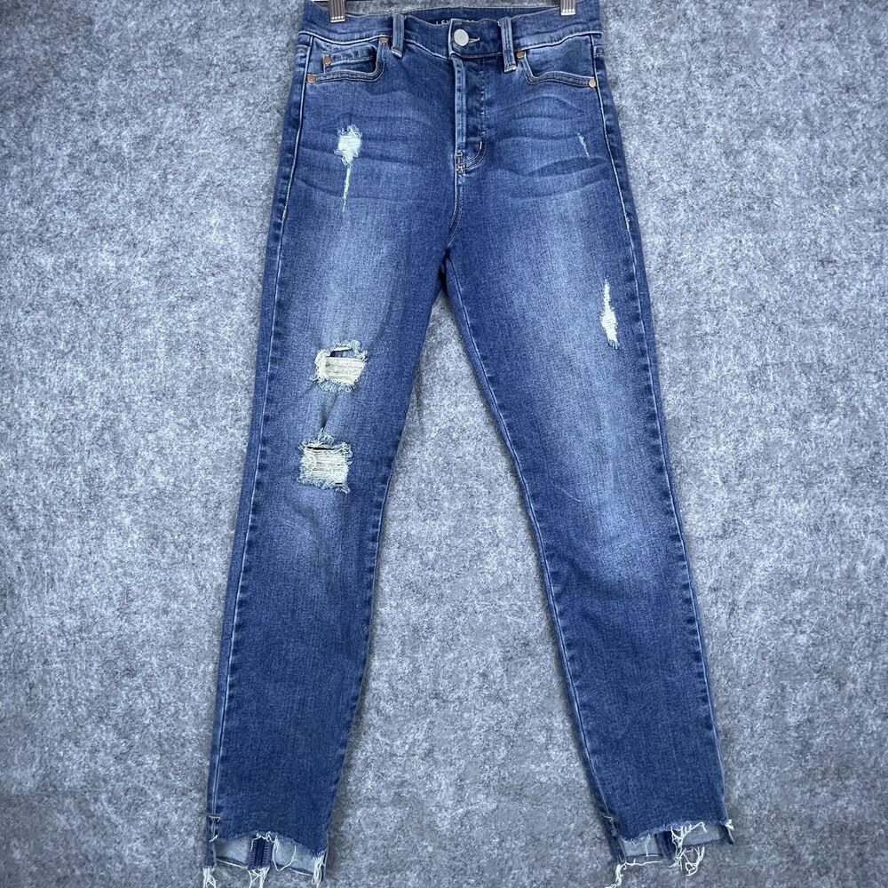 Level 99 Jeans Women 26 Straight Slim Thrashed Ripped Button‎ Fly Anthropologie
